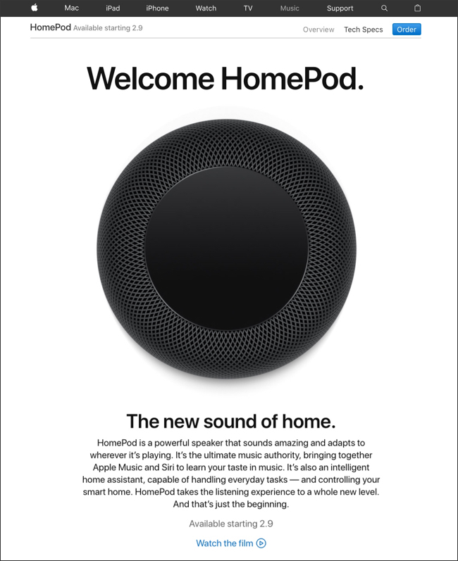 HomePod page